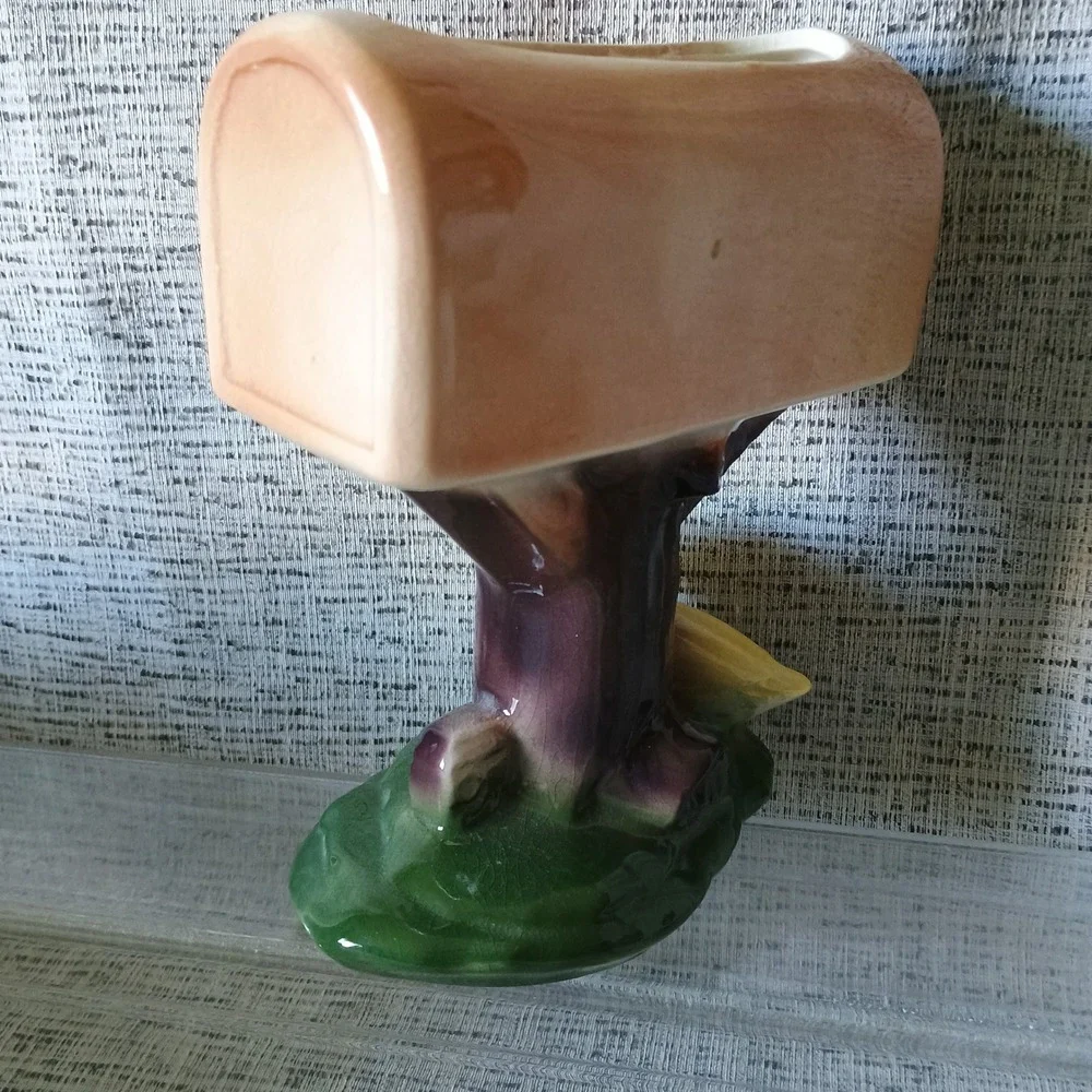 Vintage US Mail Mailbox Ceramic Planter with Duckling Figurine Mid Century Decor